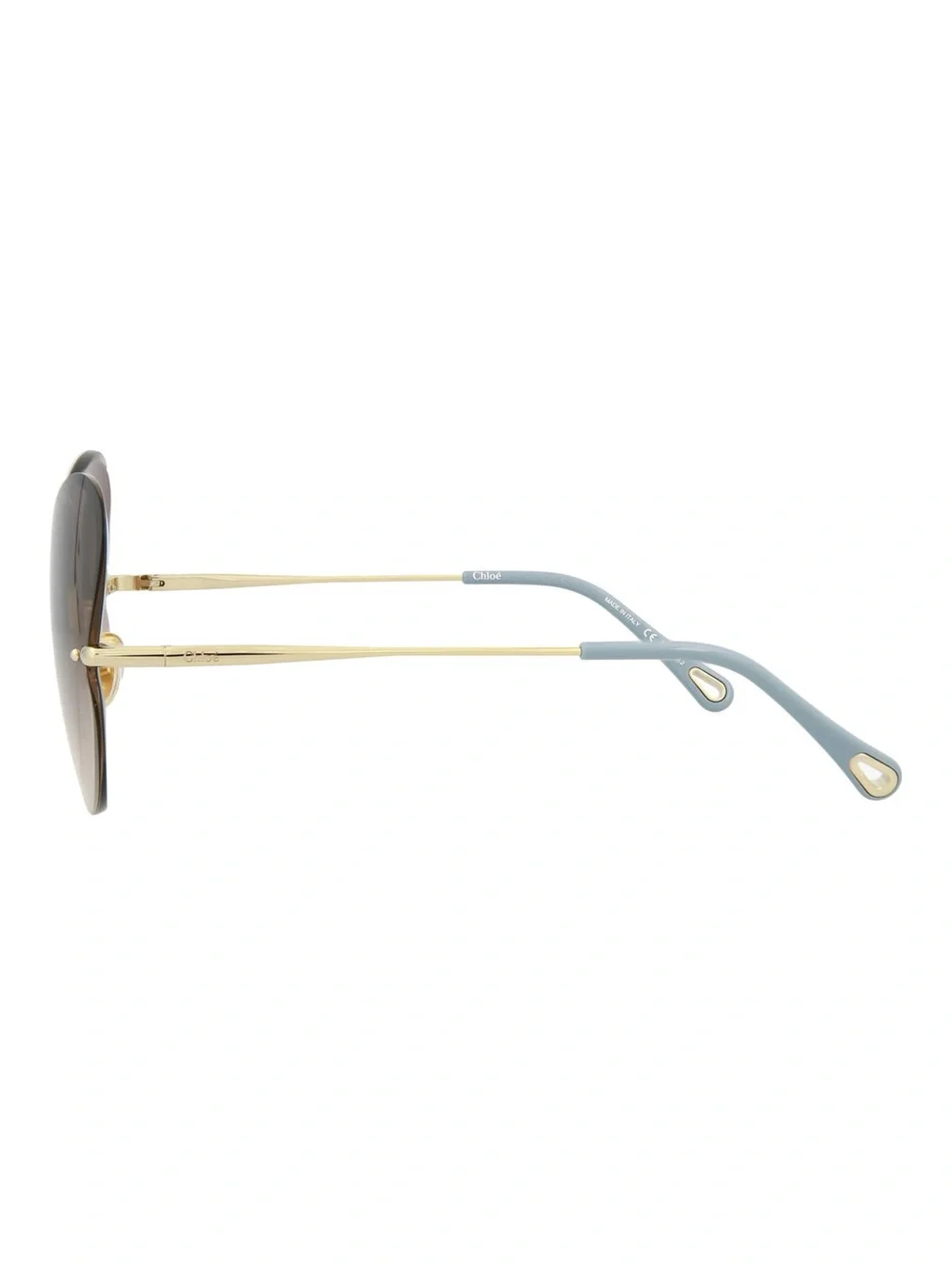 Chloe Gradient Brown Rimless Butterfly Sunglasses with Gold Bridge